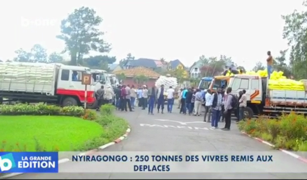 CAMPAGNE DE SOLIDARITÉ: Premier Lot de 250 tonnes des dons mobilisés à travers la CSN-GHC remis aux déplaces des Camps de BUSHAGARA et KANYARUTSHINYA dans le Nord-Kivu.